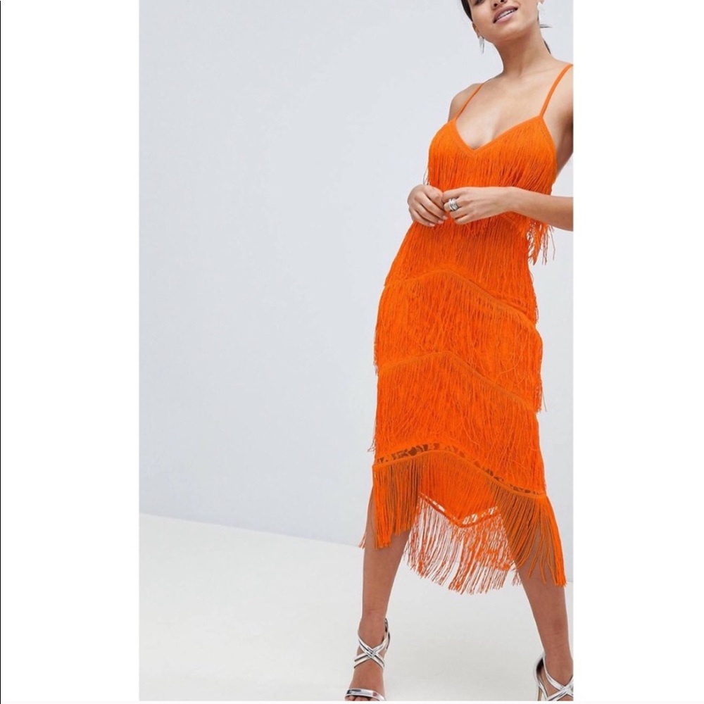 ASOS Fringe and Lace Bodycon Midi Dress